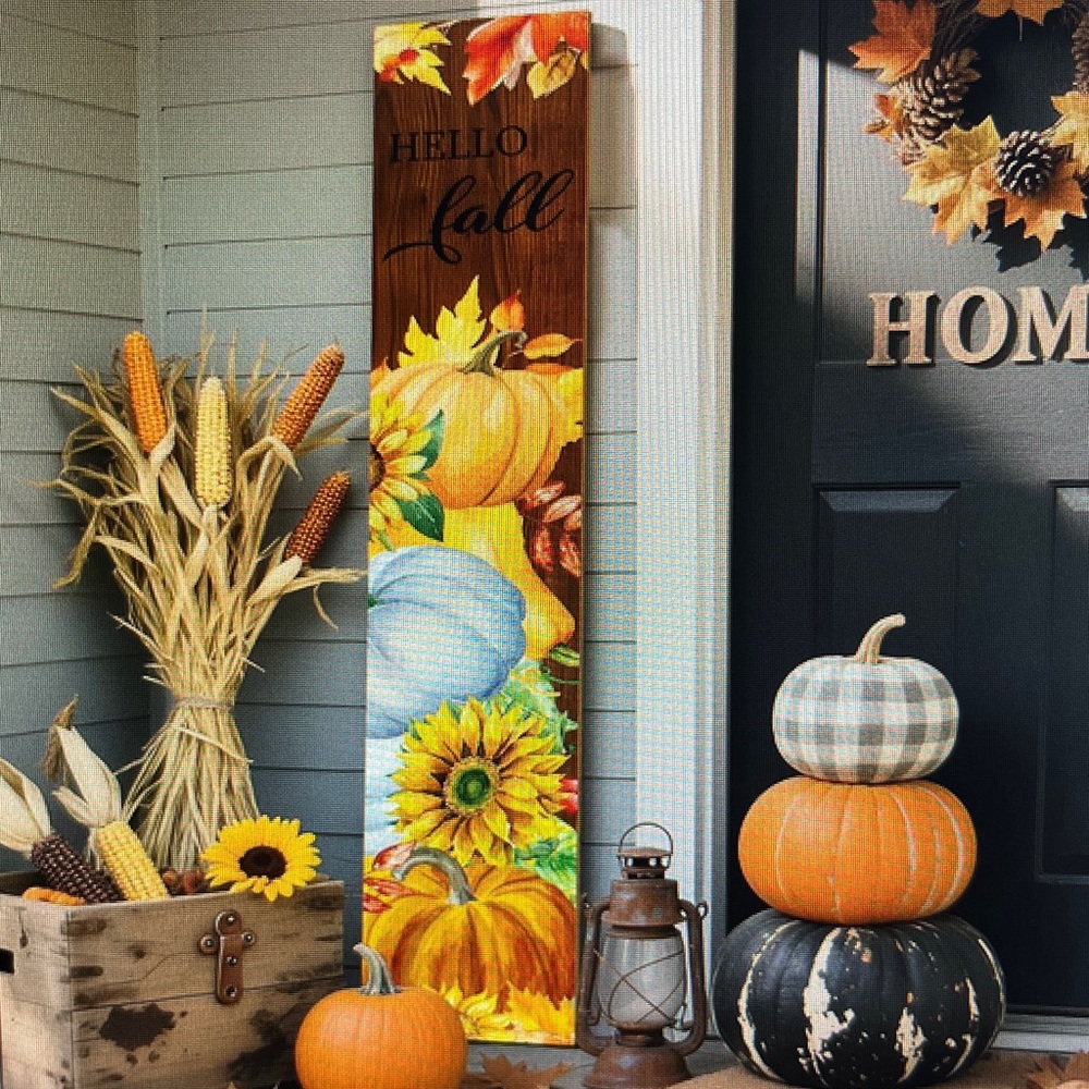 Rustic Fall Vertical Sign – Brown/Orange – NWOT